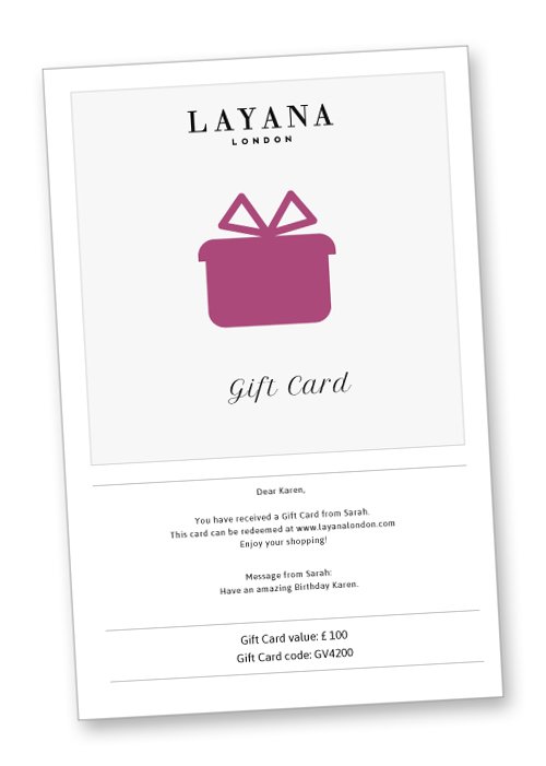 Give the gift of style with a Layana London Gift Card